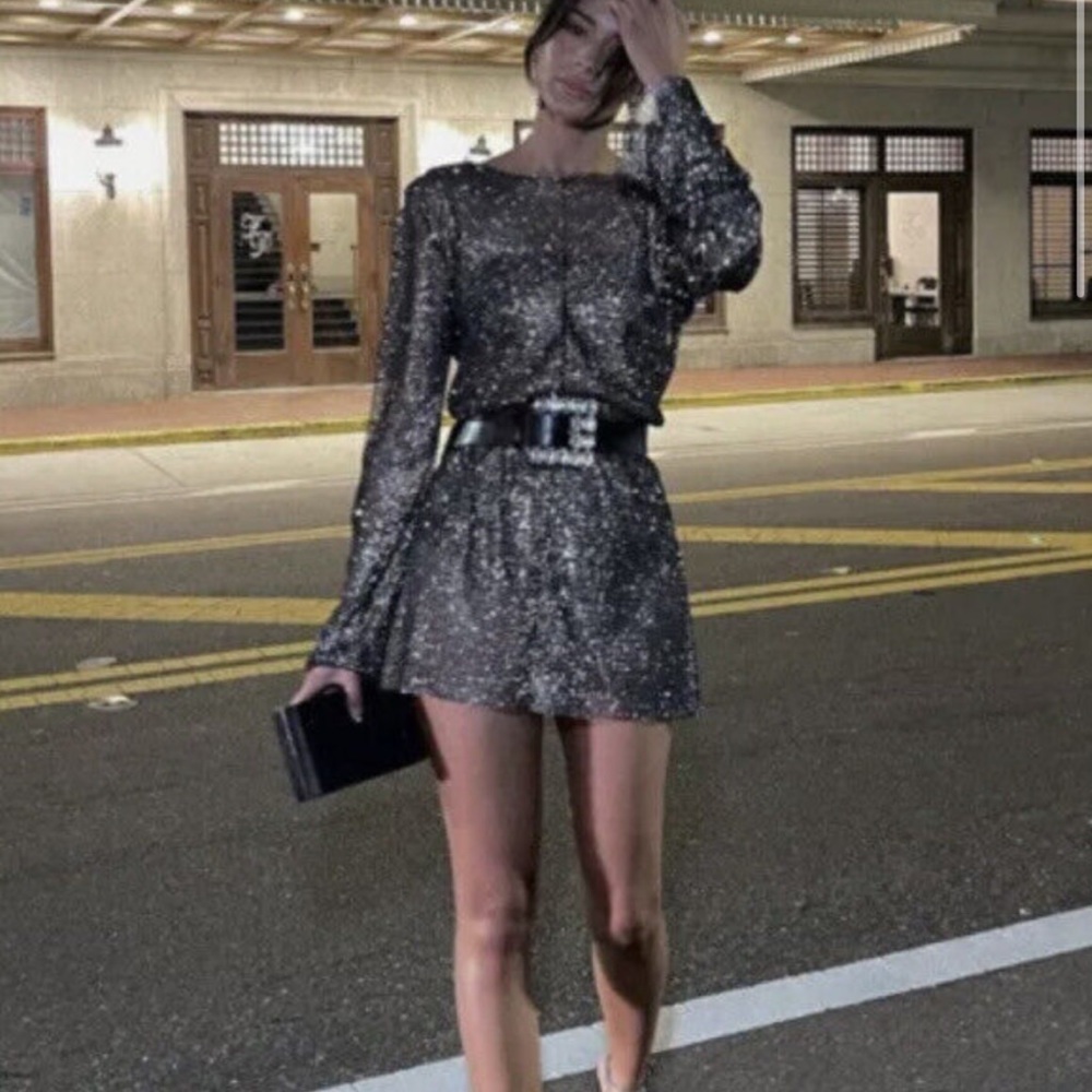 Zara rhinestone black dress